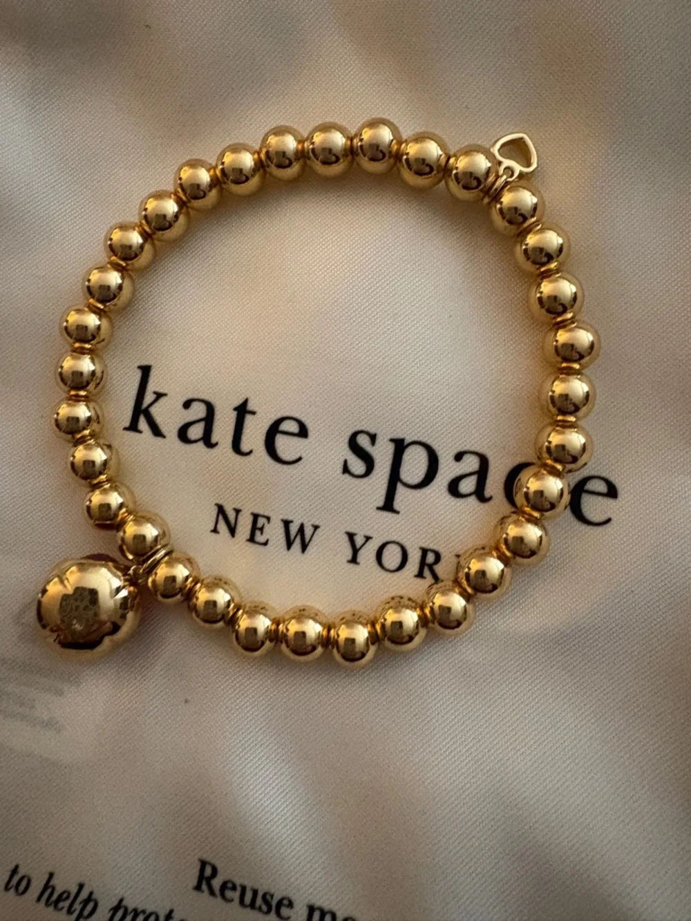kate spade Gold Beaded Bracelet with Red Gem Charm - Picture 3 of 6